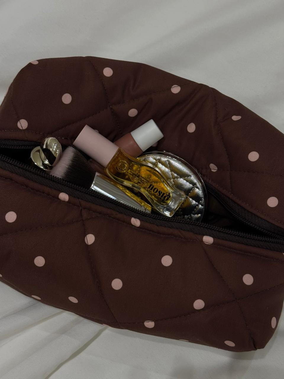 Polka dot makeup bag